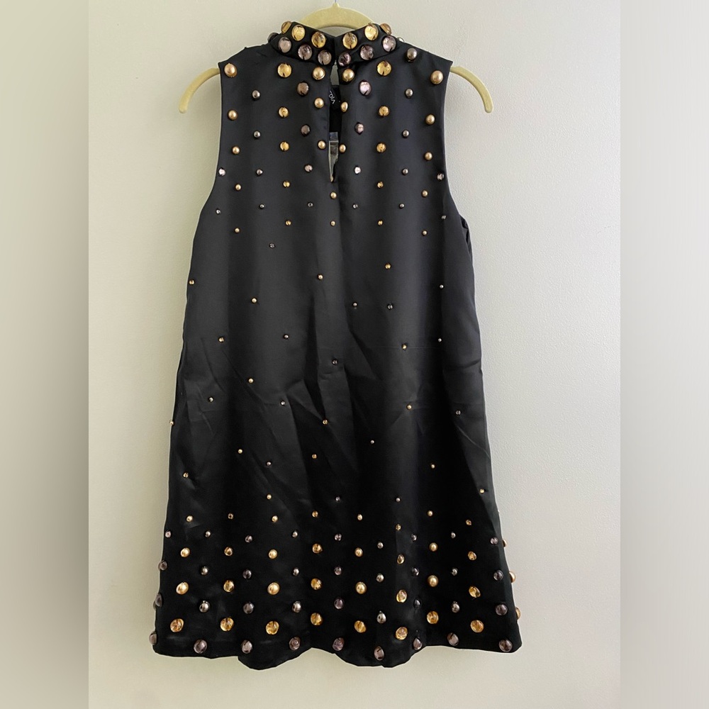 Anthropologie Tanvi Kedia Sleeveless Shine Mini Dress XS new with tag black - Picture 6 of 6